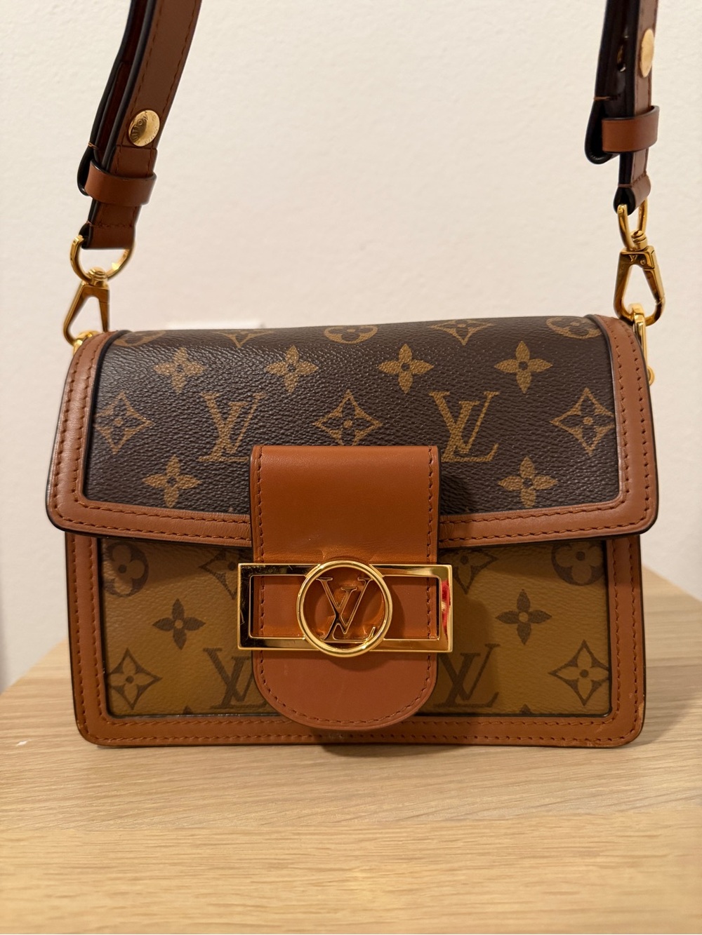 Louis Vuitton Monogram Two-Tone Brown Shoulder Bag with Gold Hardware